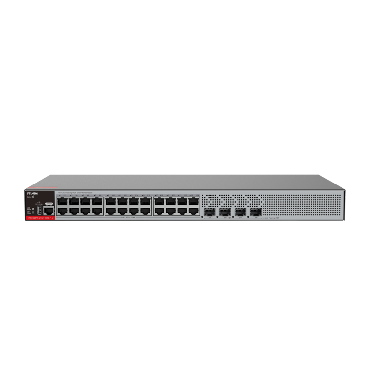 Switch Gestionable L2+, 24 puertos Gigabit POE, 370W, x4 puertos SFP 2.5Gb ,para rack 19"