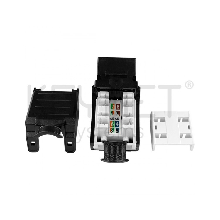 Keystone UTP Cat6 Keynet TK-6U9-5LM - Toolless, 90°, 23-26 AWG, 50µ". Negro