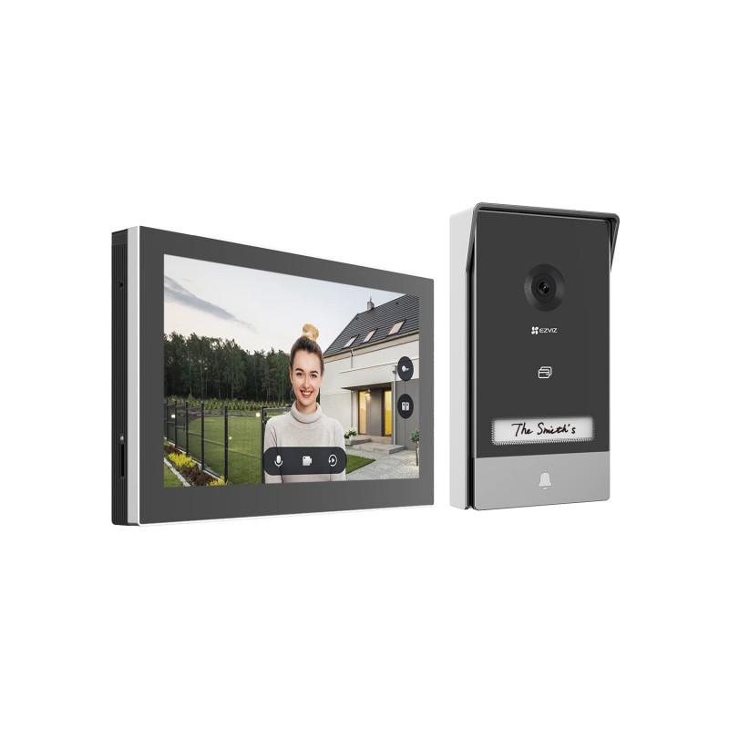 Kit de videoportero - Tecnología 2 hilos analógico con WiFi - Incluye  placa, monitor, hub 2 hilos y soporte - App móvil con P2P - Montaje en  superficie