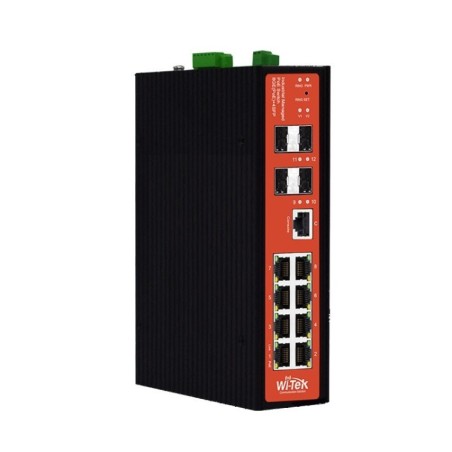 Switch de 8 puertos Gigabit POE 300W L2, x4 SFP. Industrial