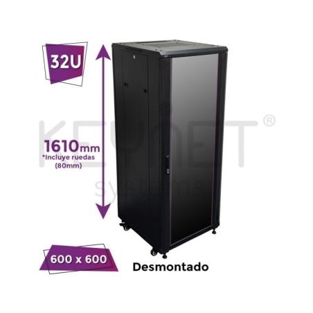 Rack 19", 32U, F600 / AN600 / AL1610mm, carga 800kg. vacío. DESMONTADO
