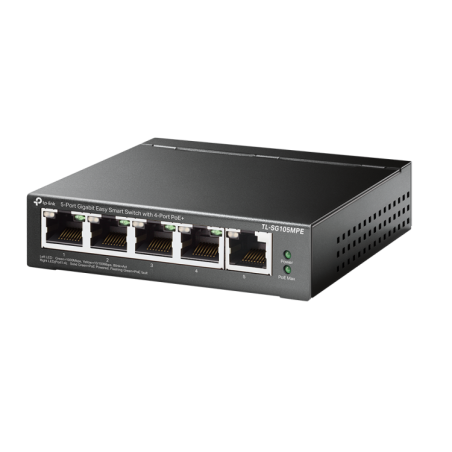 Switch Easy Samrt de 5 puertos Gigabit con 4 puertos PoE+, 120W. Carcasa metal. Sobremesa