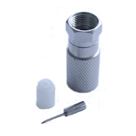 Conector F macho roscado con ring para cable 11 mm.