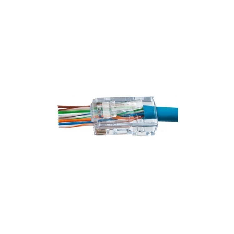 Conector CAT6 UTP macho hilo pasante