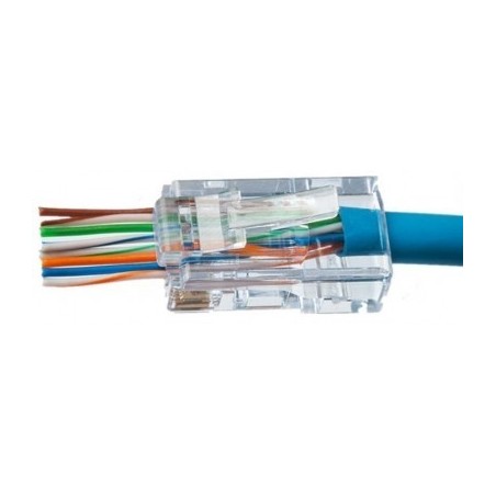 Conector CAT6 UTP macho hilo pasante
