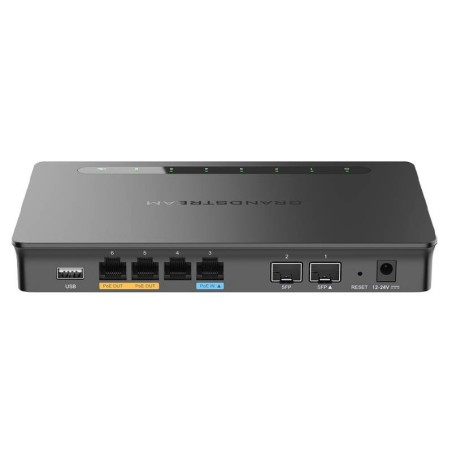 Router VPN Gigabit, x4 Gb configurables como WAN/LAN. 2x PoE Out y 1x PoE In, 2x SFP, 1x USB