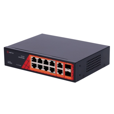 Switch de 8 puertos Gigabit POE 120W, x2 UPLINK Gigabit, x2 SFP. Sobremesa