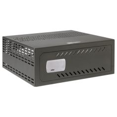 Caja fuerte especial para videograbador compatible con Rack 19" (1 U). Cerradura mecánica. Con ventilación y pasacables.