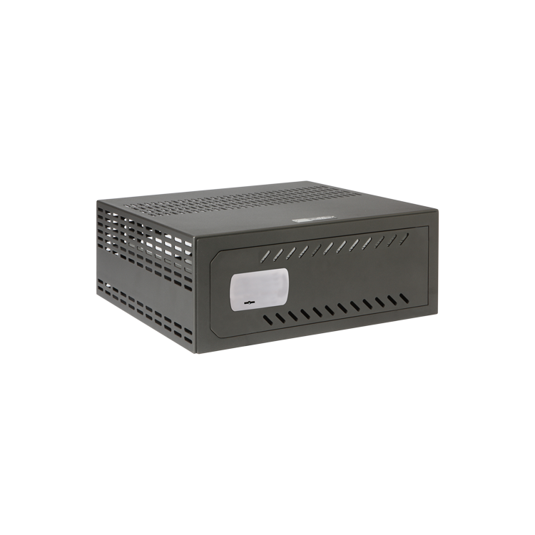 Caja fuerte especial para videograbador compatible con Rack 19" (1 U). Cerradura mecánica. Con ventilación y pasacables.
