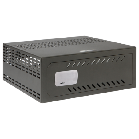 Caja fuerte especial para videograbador compatible con Rack 19" (1 U). Cerradura mecánica. Con ventilación y pasacables.