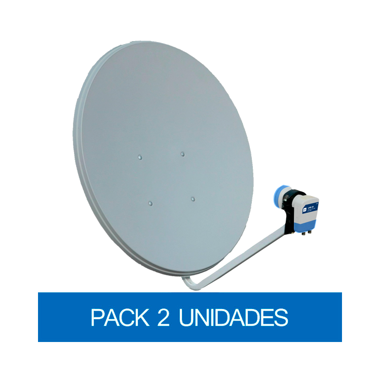 Antena parabólica de 82x75cms tipo Offset. Acero galvanizado recubierto de poliester. Embalaje 2 Unidades.
