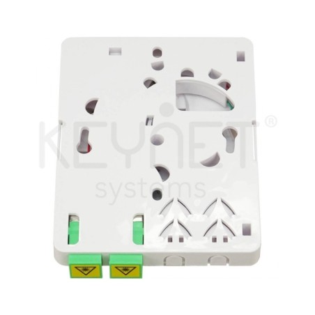 Roseta superficie F.O con cassette interno, 2x pigtail SC/APC, 2x adaptador SC/APC (capacidad x2 SC)