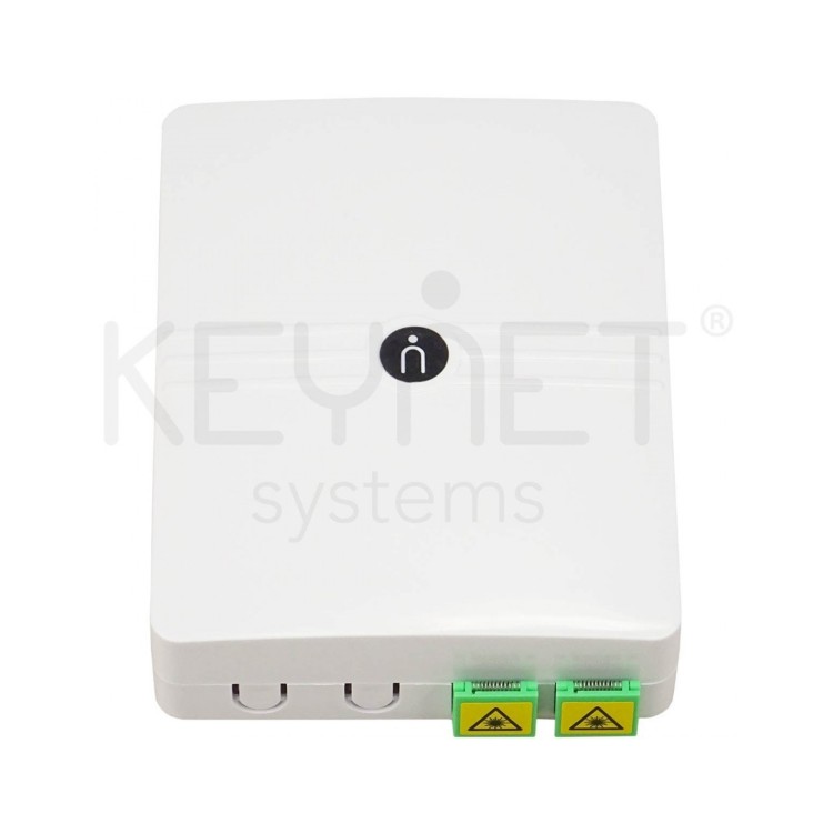 Roseta superficie F.O con cassette interno, 2x pigtail SC/APC, 2x adaptador SC/APC (capacidad x2 SC)