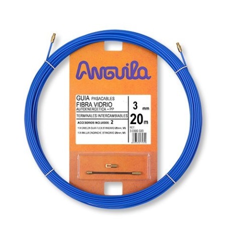 Guía Fibra Vidrio Reforzada con funda de Polipropileno, 20m 3mm. Terminales intercambiables. Color Azul