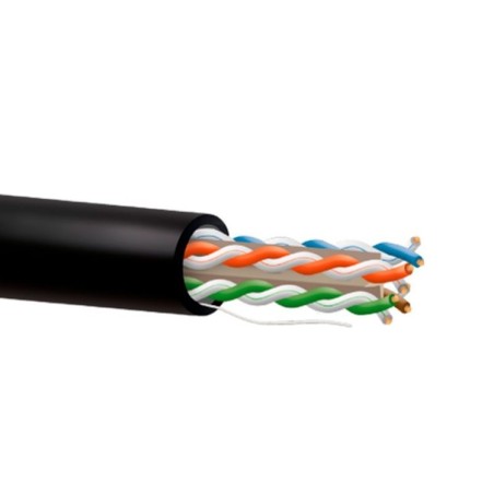 Cable CAT6 UTP, Cobre, CPR-FCA, Polietileno (Exterior), negro. Bobina 305mts.