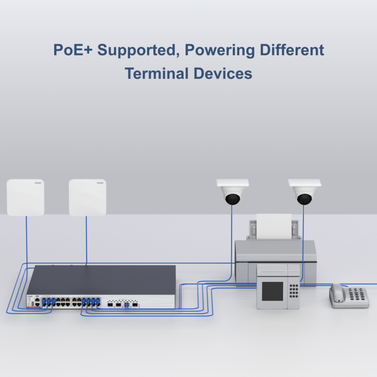 Switch Gestionable L3, 48 puertos Gigabit PoE 802.3af/at, 370W/1570W, x4 puertos SFP+ ,para rack 19"
