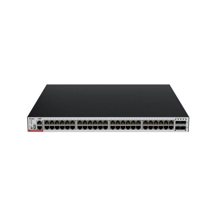 Switch Gestionable L3, 48 puertos Gigabit PoE 802.3af/at, 370W/1570W, x4 puertos SFP+ ,para rack 19"