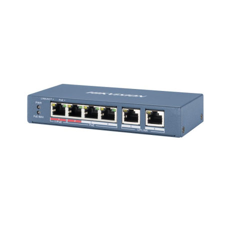 Switch de 4 puertos 10/100 POE (puerto 1 soporta Hi-PoE 60W)  60W + x2 UPLINK, para sobremesa