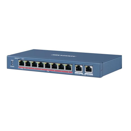 Switch de 8 puertos 10/100 POE (puerto 1 soporta Hi-PoE 90W)  110W + x2 Gb UPLINK, para sobremesa
