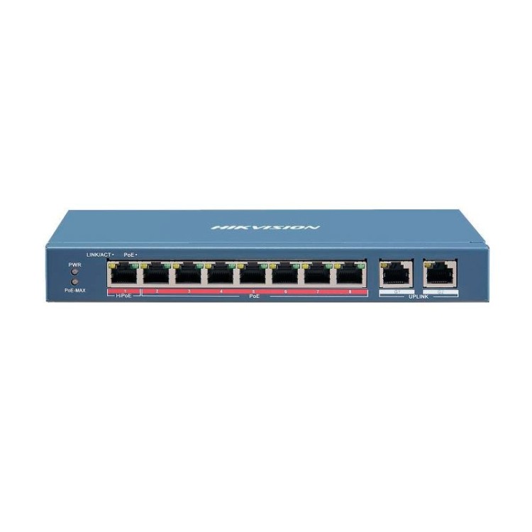 Switch de 8 puertos 10/100 POE (puerto 1 soporta Hi-PoE 90W)  110W + x2 Gb UPLINK, para sobremesa