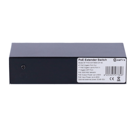 POE extender Switch 802.3af/at/bt 60W. 4x POE out Gb, 1x POE in Gb, 1xSFP