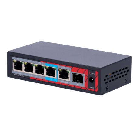 POE extender Switch 802.3af/at/bt 60W. 4x POE out Gb, 1x POE in Gb, 1xSFP
