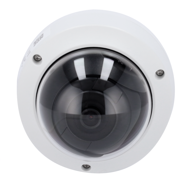 Cámara IP domo, 4MPx, IR 30mts, 2.8mm, H.265+, PoE802.3af. IP67. IK10