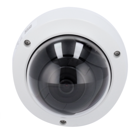 Cámara IP domo, 4MPx, IR 30mts, 2.8mm, H.265+, PoE802.3af. IP67. IK10