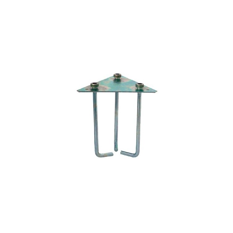 Base fija con garras para torre de 180mm reforzada, placa de 300x4mm, enlace enroscado W7/8