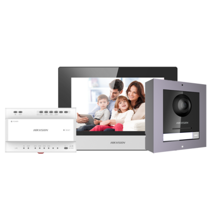 Kit videoportero 2 hilos para superficie. Hub conversor IP y MicroSD, App móvil P2P