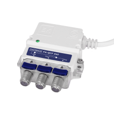 Fuente de alimentación conmutada. 24Vdc. Corriente máxima. 150mA. 2 Salidas. QuiCoax con conector F. Con cable.