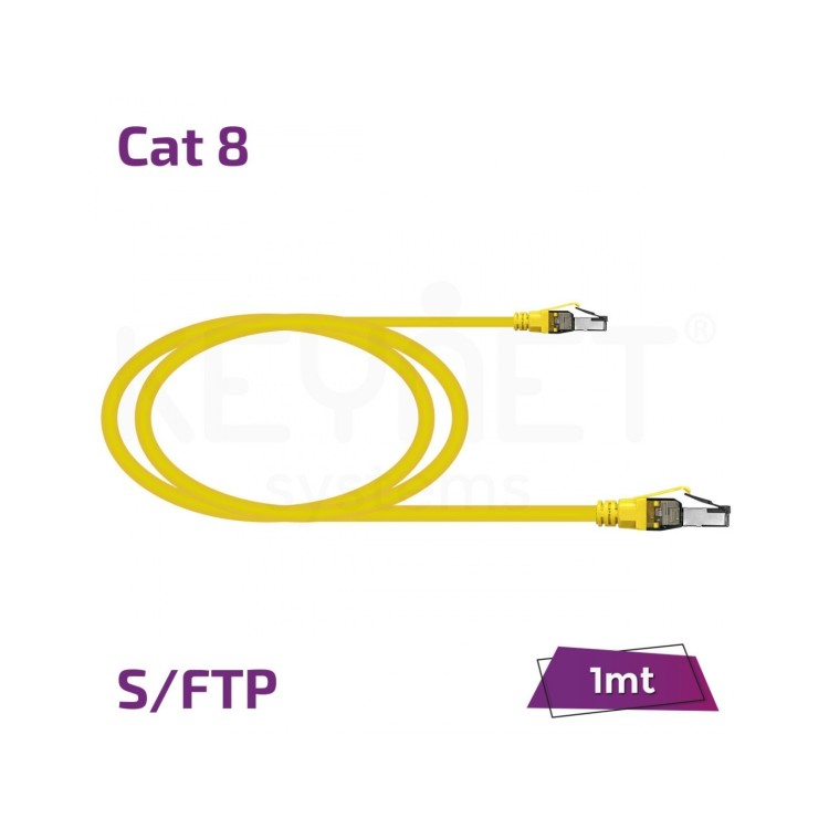 Latiguillo de datos Cat8 S/FTP 1mt, LSZH. Amarillo