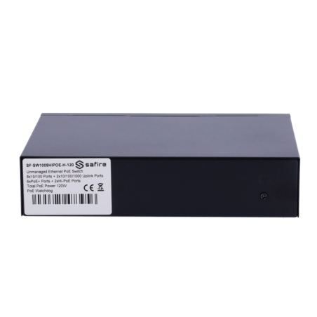 Switch de 8 puertos 10/100 POE 120W, x2 UPLINK Gigabit. Sobremesa