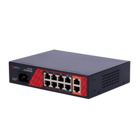 Switch de 8 puertos 10/100 POE 120W, x2 UPLINK Gigabit. Sobremesa