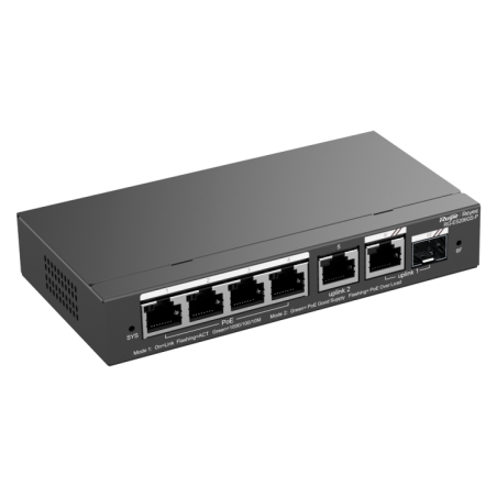 Switch Gestionable, x4 puertos Gigabit PoE 802.3af/at, 54W, x2 puertos Uplink, x1 SFP Combo