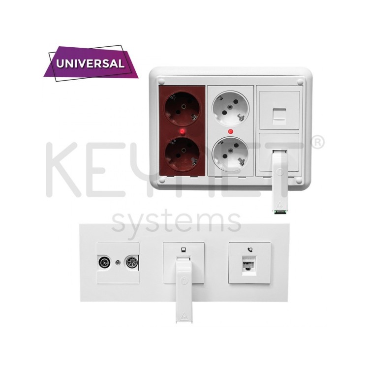 Adaptador 90º con fijación para mecanismos Keystone evitando daños en el cable de fibra óptica