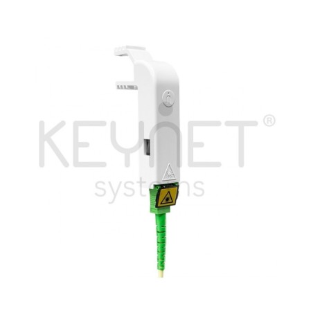 Adaptador 90º con fijación para mecanismos Keystone evitando daños en el cable de fibra óptica