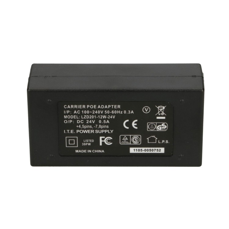 Adaptador POE 24V, 0,5A, 12W, AC cable incluido