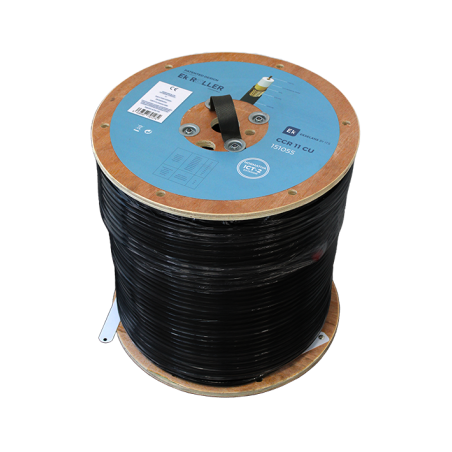 Cable coaxial EKSELANS CCR 11 CU - 300 m, cobre, Clase A, ICT-2, negro