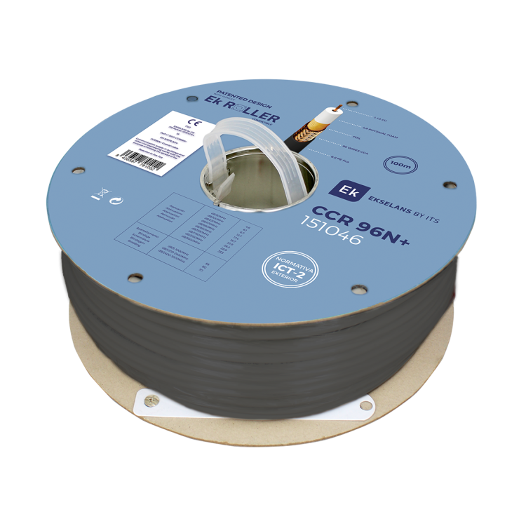 Cable coaxial cobre 6,8mm. Conductor interno CU 1,13mm. Atenuación: 17,4/28,2dB (862/2150MHz)
