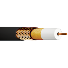 Cable coaxial de diámetro 6,8mm. 96 hilos. Conductor CU 1,13mm. Apantallamiento 85dB. Clase A. Atenuación: 17,4dB (862MHz) / 28