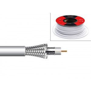 Cable coaxial aluminio 6,7mm. Conductor interno CCS 1,02mm. Atenuación 19,5/30,7dB (862/2150Mhz)