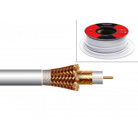 Cable coaxial conductor interno 1.13mm Cu, diametro exterior 6,8mm, lámina de cobre, malla de CCA, 17.4 / 29.1dB 860/2150 MHz, 