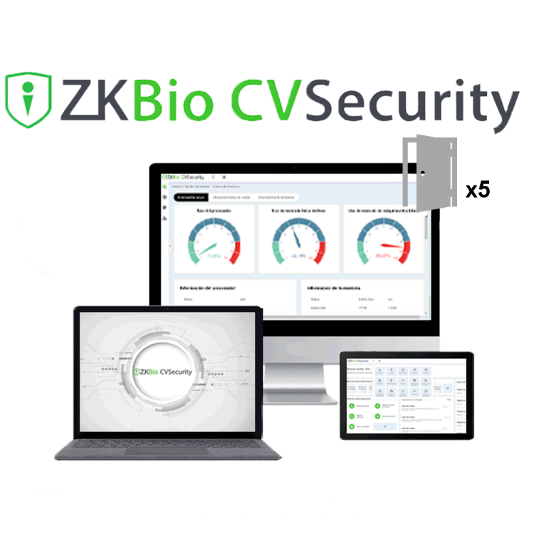 Software control de accesos ZKTeco ZK-SOF-BIOCV-5 - 5 puertas, 30000 usuarios, web, TCP/IP, Wi-Fi