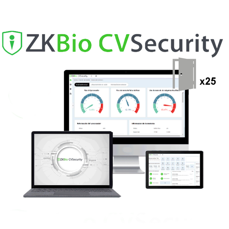 Software control de accesos ZKTeco ZK-SOF-BIOCV-25 - 25 puertas, 30000 usuarios, web, TCP/IP, Wi-Fi