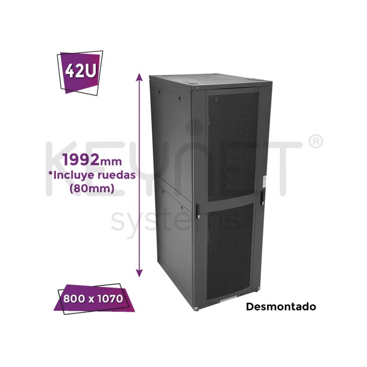 Rack de servidor 19", 42U, F1070 / AN800 / AL1992mm, carga 1050Kg, vacío. DESMONTADO