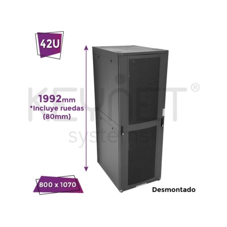 Rack de servidor 19", 42U, F1070 / AN800 / AL1992mm, carga 1050Kg, vacío. DESMONTADO