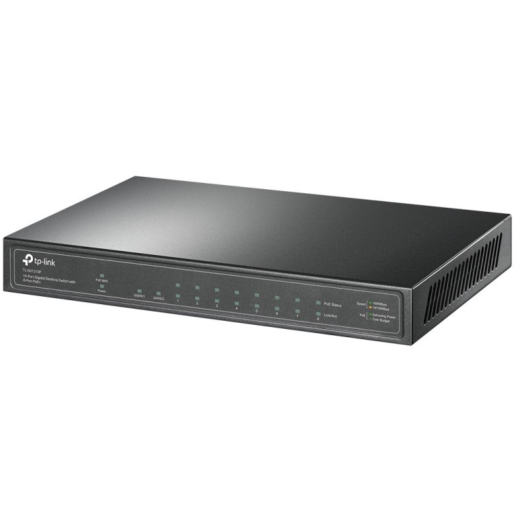 Switch no gestionable de x9 Gb (x8 POE+), x1 SFP, 63W