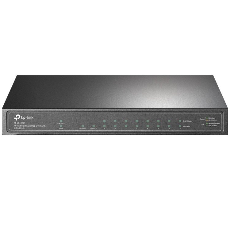 Switch no gestionable de x9 Gb (x8 POE+), x1 SFP, 63W