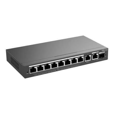 Switch Gestionable, 8 puertos Gigabit PoE 802.3af/at, 120W, x2 UPLINK, 1x SFP